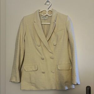 NWOT Babaton Cream Double-Breasted tweed Blazer